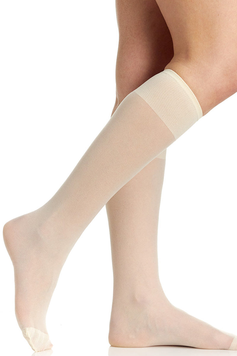 Berkshire 3 Pair Pack All Day Sheer Reinforced Toe Knee High Dress Sock - Ivory - source image 59485