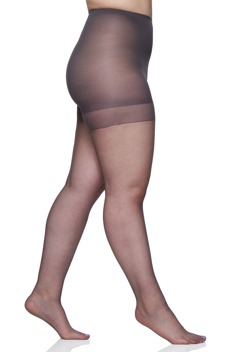 Berkshire Plus Size Queen Ultra Sheer Non-Control Top Pantyhose - Sandalfoot - Off Black - source image 59678