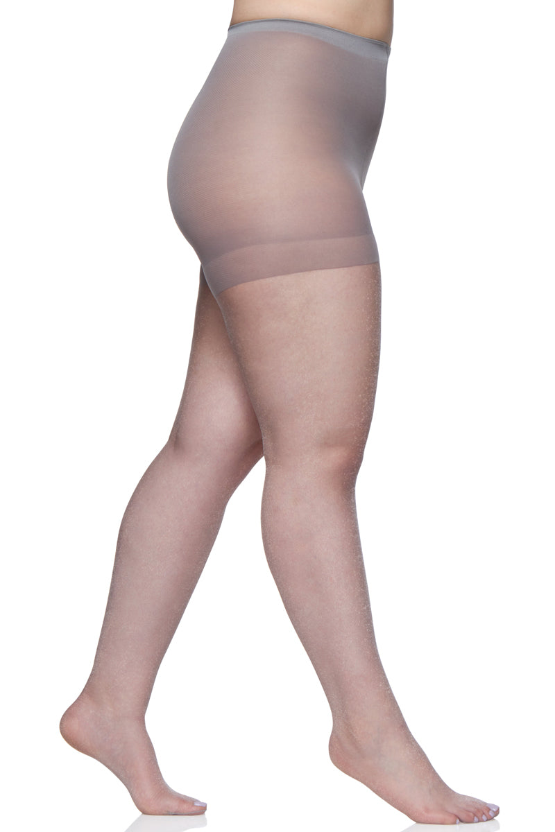 Berkshire Queen Pantyhose Ultra Sheer & Shimmer Control Top Sandalfoot - Silver - source image 59824