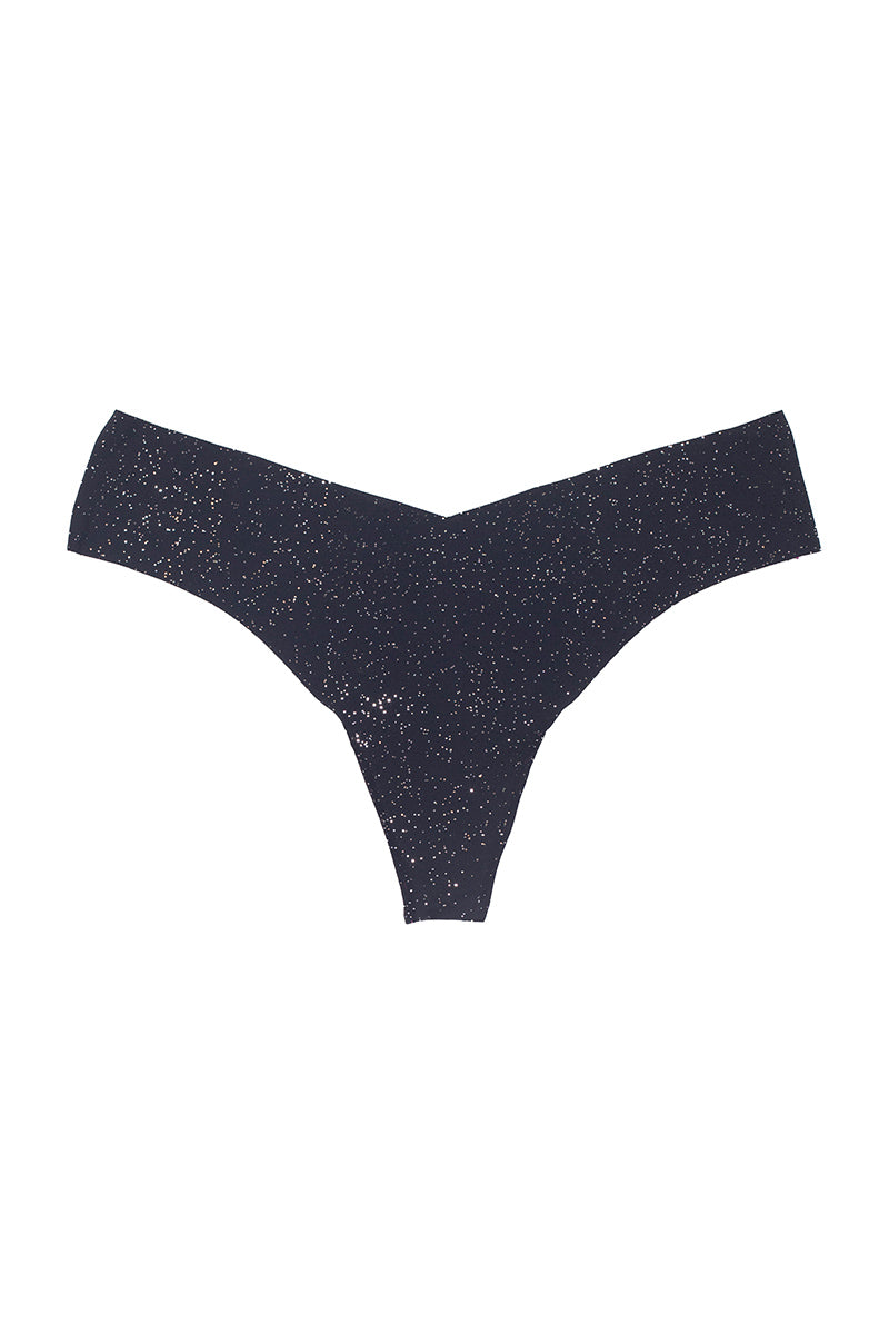 Commando Classic Print Thong Panty - Black Sparkle - source image 58929