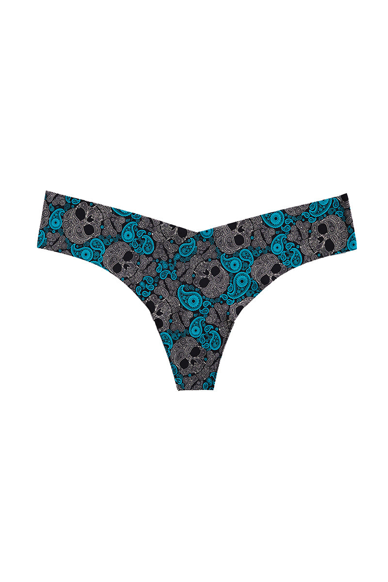Commando Classic Print Thong Panty - Pretty Dead Teal - source image 67517