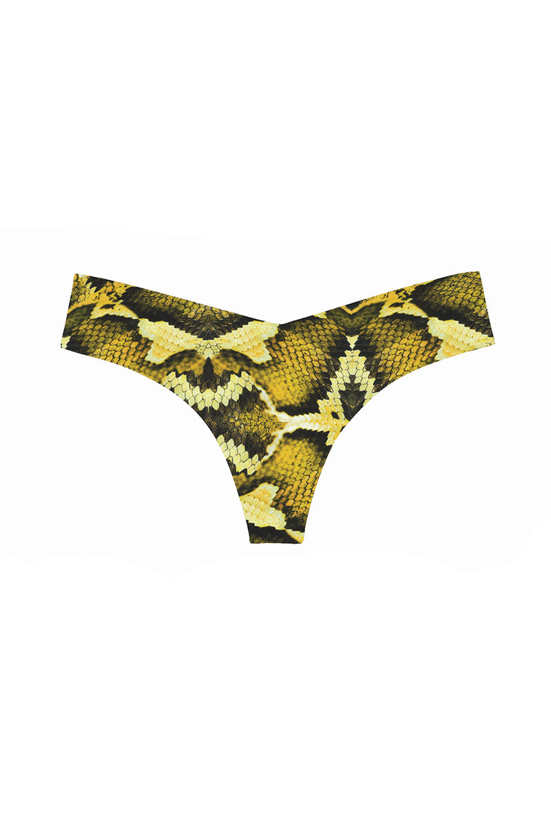 Commando Classic Print Thong Panty - Yellow Crazy Cat - source image 67519
