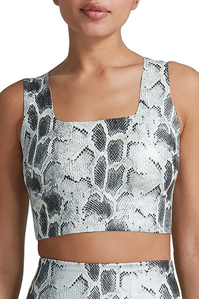 Commando Faux Leather Animal Square Neck Crop Top - Fog Python - source image 59200