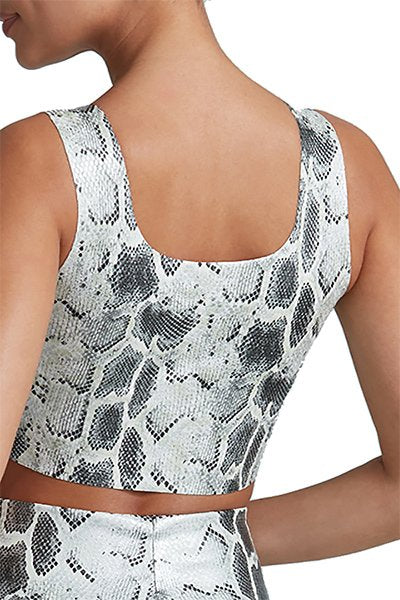 Commando Faux Leather Animal Square Neck Crop Top - Fog Python - source image 59203