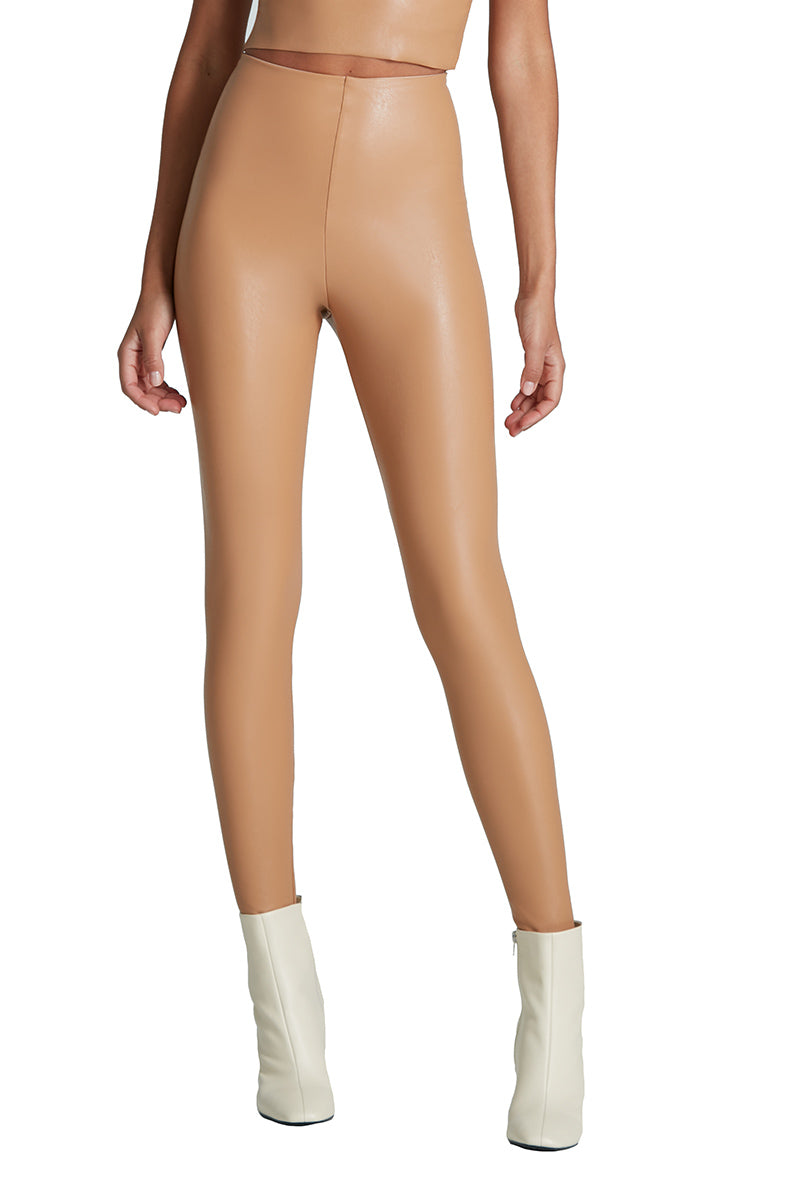 Commando Faux Leather Leggings With Perfect Control - Camel - source image 67628