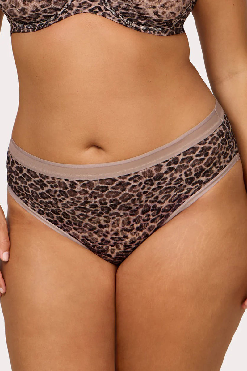 Curvy Couture No-Show Lace High Cut Brief - Leopard Lush - source image 75661