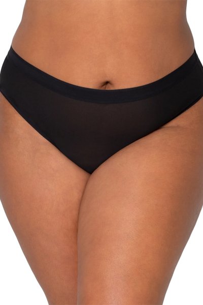Curvy Couture Sheer Mesh Hipster - Black - source image 42499
