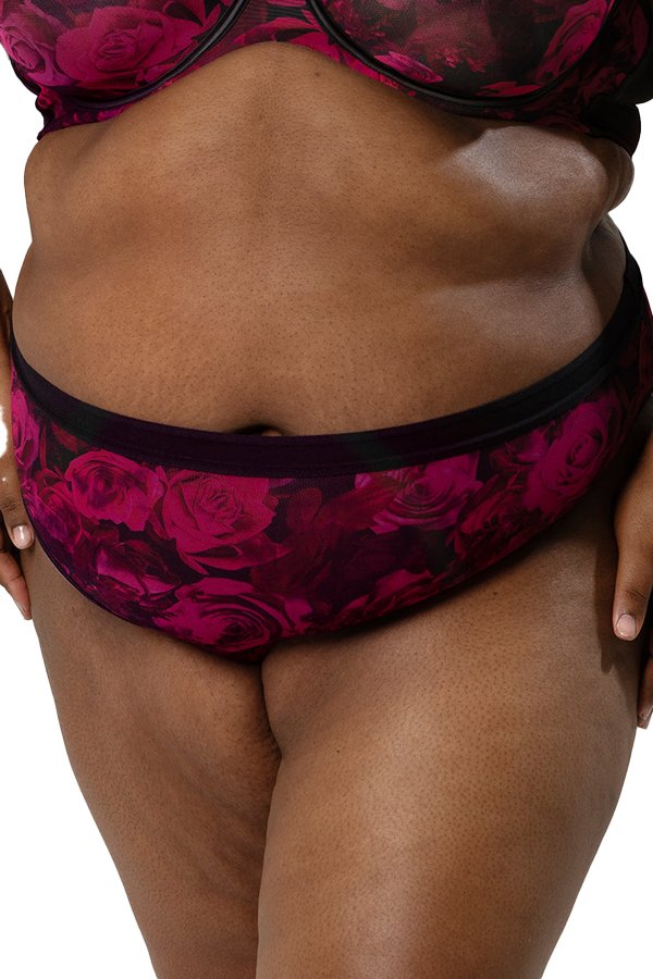 Curvy Couture Sheer Mesh Hipster - Dramatic Roses - source image 70312