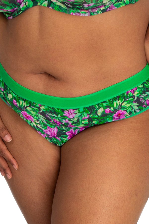 Curvy Couture Sheer Mesh Hipster - Lush Tropics - source image 61085