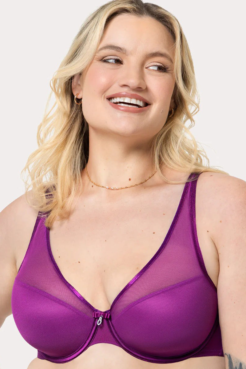 Curvy Couture Sheer Mesh Push Up Bra - Berry Bliss - source image 71745