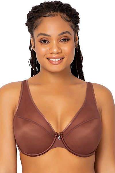 Curvy Couture Sheer Mesh Push Up Bra - Chocolat - source image 42481
