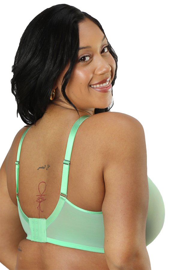 Curvy Couture Sheer Mesh Unlined Bra - Appletini - source image 57562