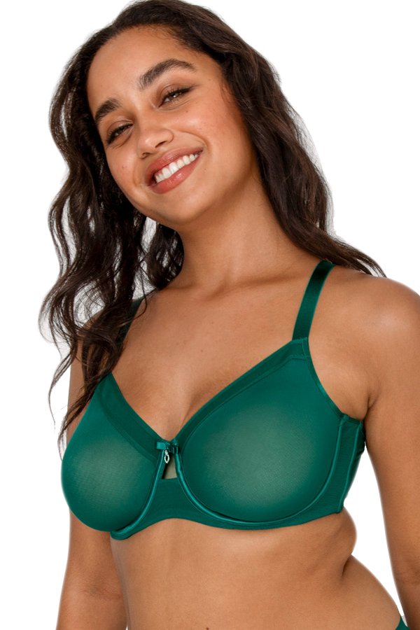 Curvy Couture Sheer Mesh Unlined Bra - Aventurine - source image 59719