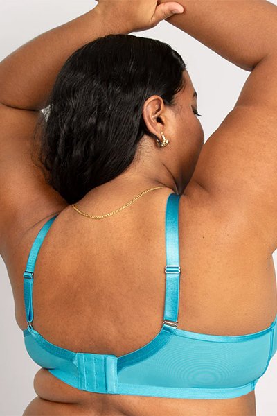 Curvy Couture Sheer Mesh Unlined Bra - Deep Dive Blue - source image 66156