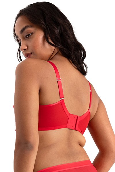 Curvy Couture Sheer Mesh Unlined Bra - Diva Red - source image 66226