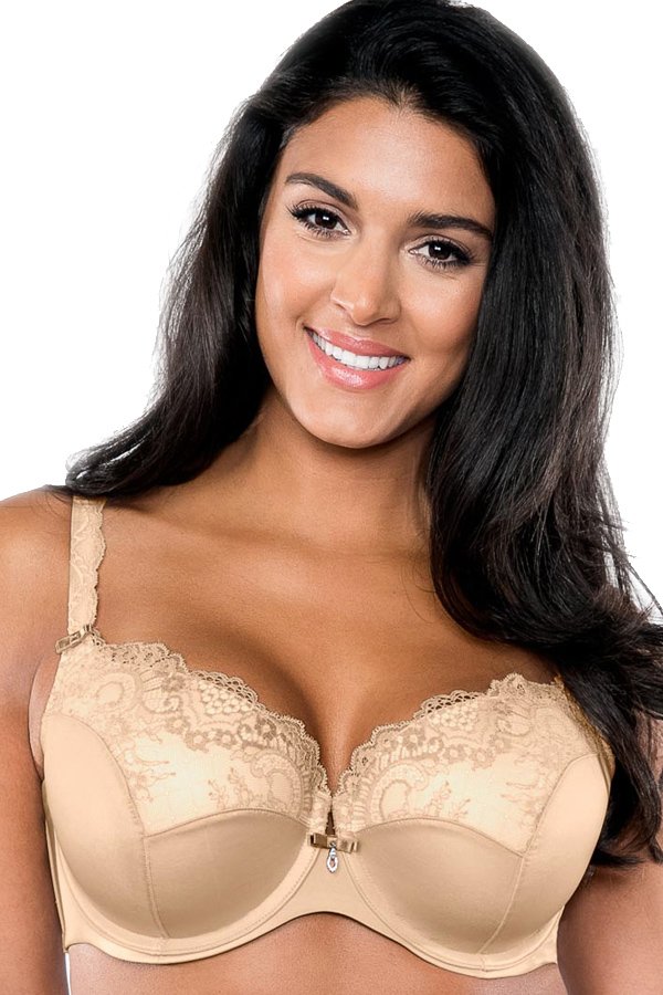 Curvy Couture Tulip Lace Push Up Bra - Bombshell Nude - source image 37248