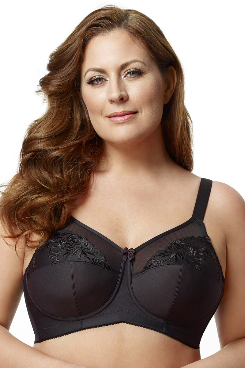 Elila Embroidered Microfiber Softcup Bra - Black - source image 16569