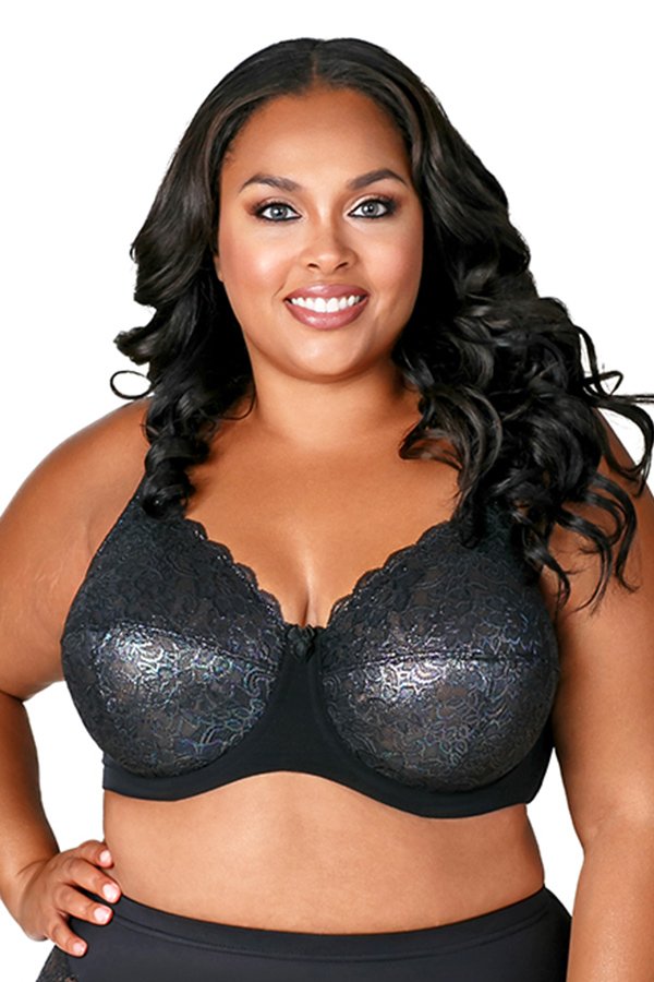 Elila Full Coverage Stretch Lace Underwire Bra - Black - source image 16542