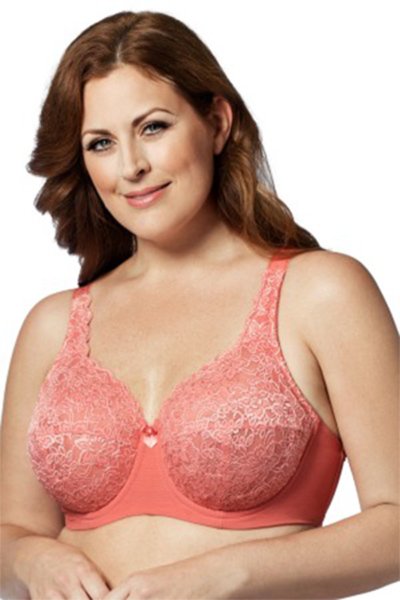 Elila Full Coverage Stretch Lace Underwire Bra - Coral - source image 23773