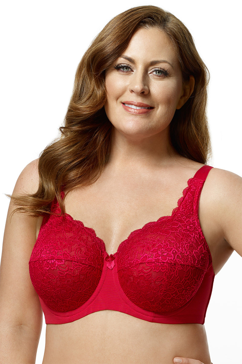 Elila Full Coverage Stretch Lace Underwire Bra - Red - source image 5180
