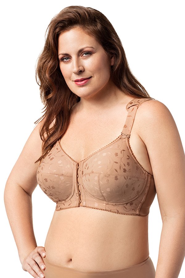 Elila Jacquard Front Hook Soft Cup Bra - Mocha - source image 66221