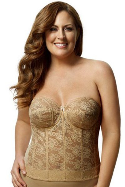 Elila Lace Strapless Longline Bra - Mocha - source image 28118