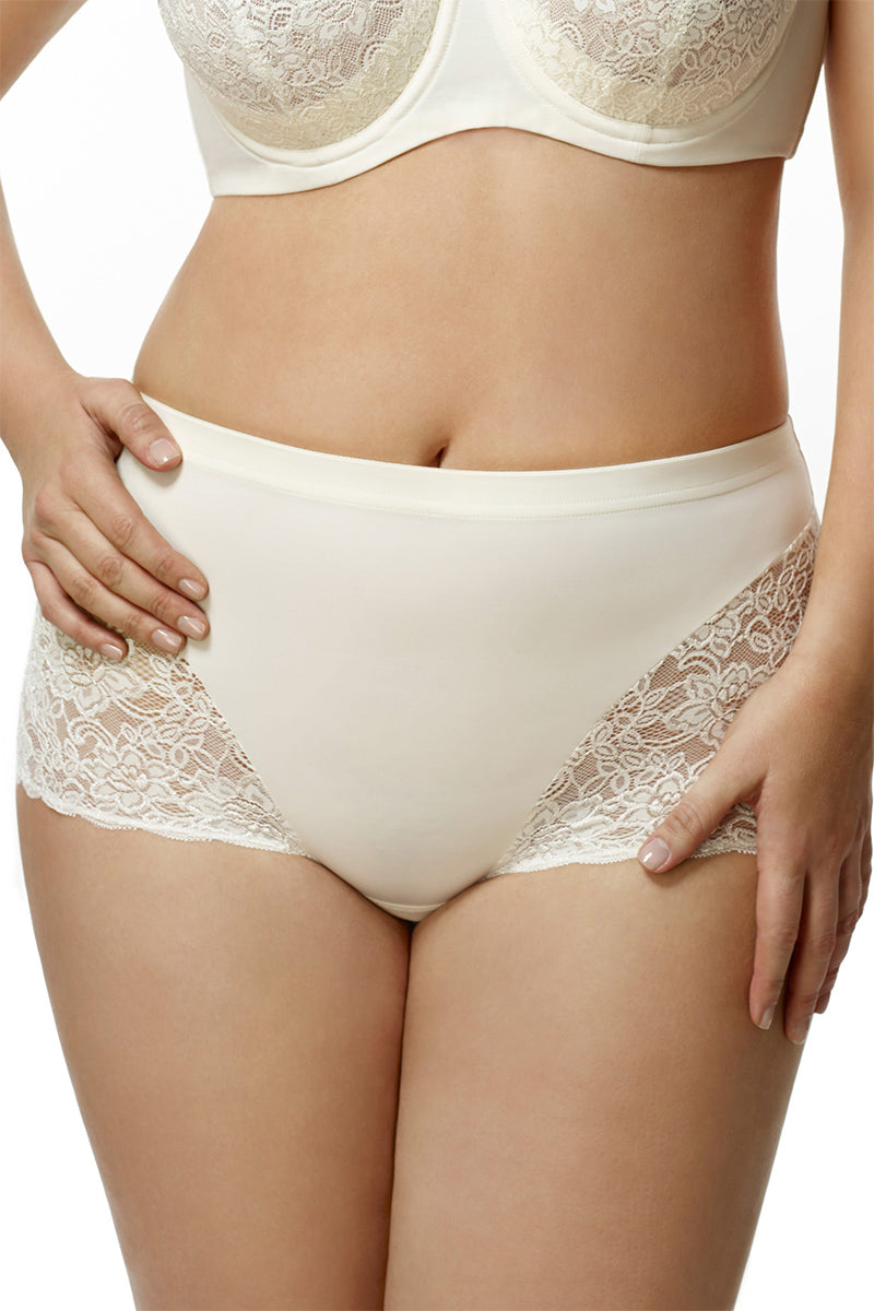 Elila Stretch Lace & Microfiber Cheeky Panty - Ivory - source image 24850