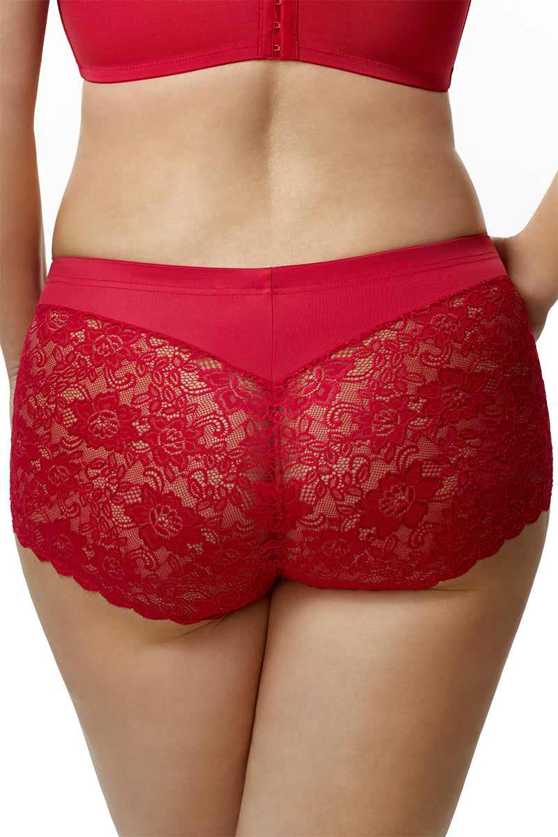 Elila Stretch Lace & Microfiber Cheeky Panty - Red - source image 16550
