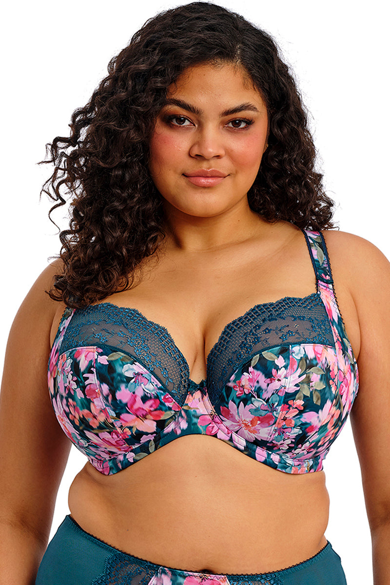 Elomi Lucie Underwire Stretch Plunge Bra - Teal Floral - source image 71983