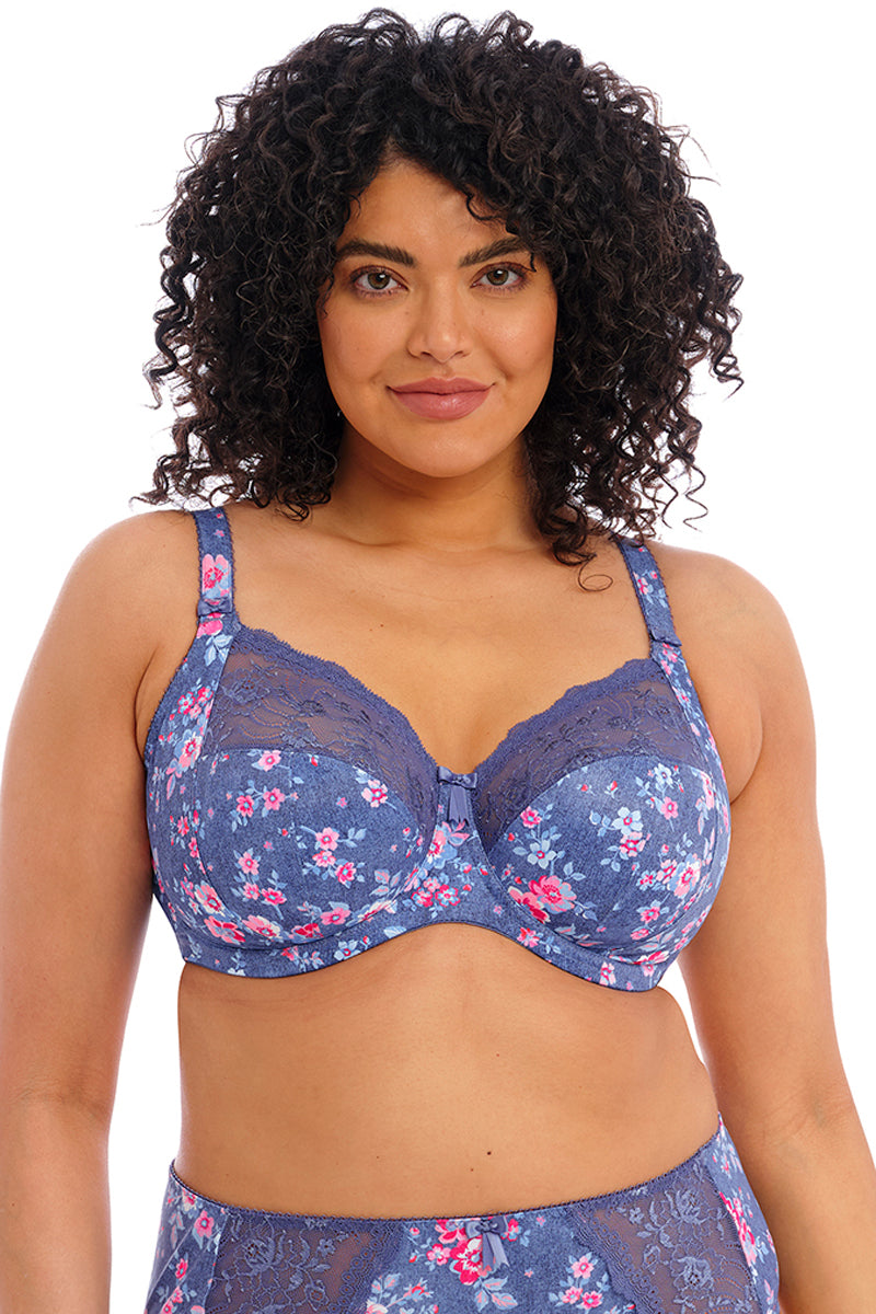 Elomi Morgan Banded Underwire Stretch Lace Bra - Denim Floral - source image 58058