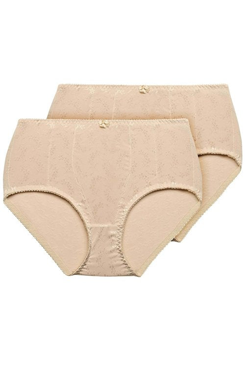Exquisite Form Floral Jacquard Medium Control Shaper Panties 2-Pack - Nude - source image 42780