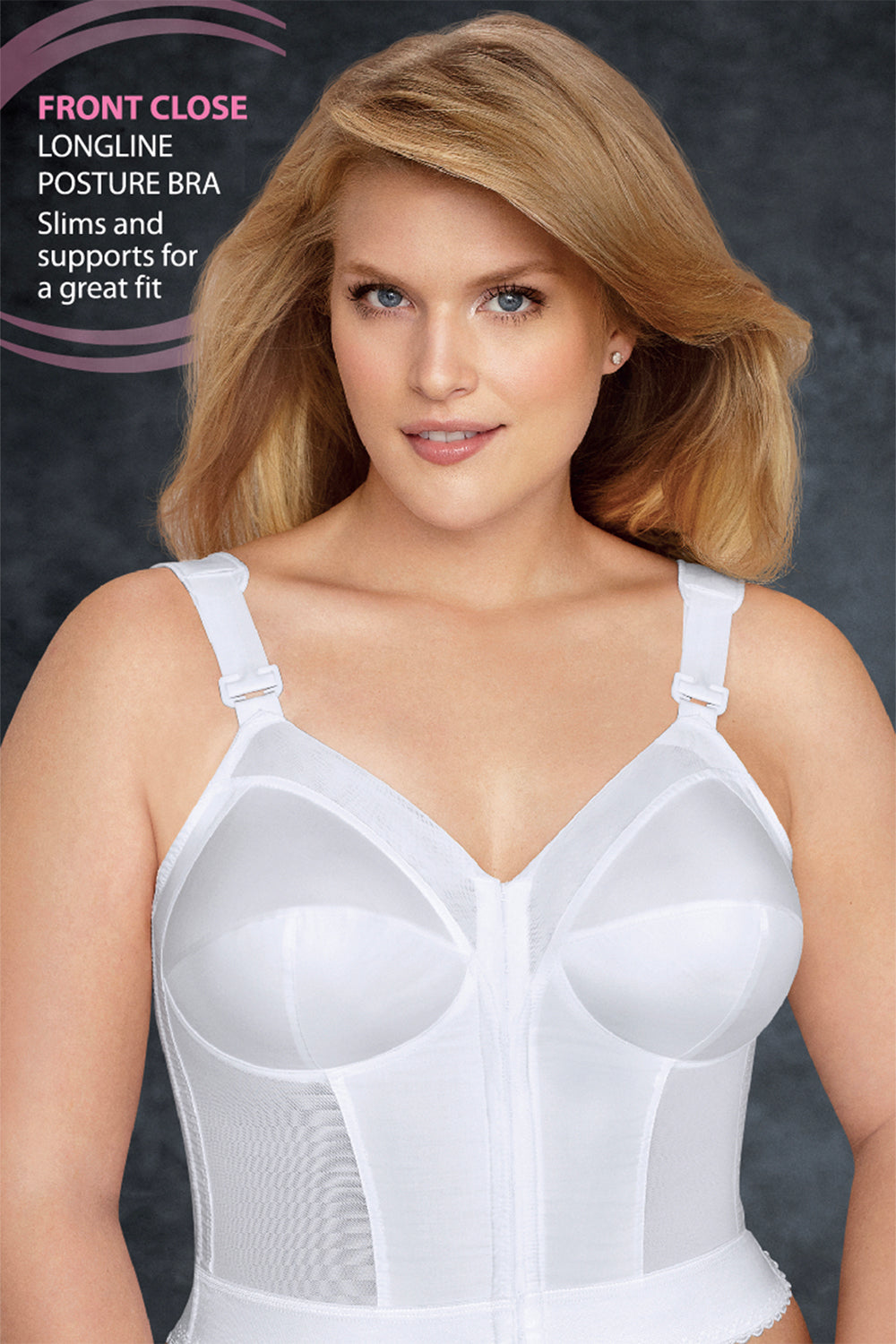 Exquisite Form Fully Front Close Longline Posture Bra - White - source image 42762
