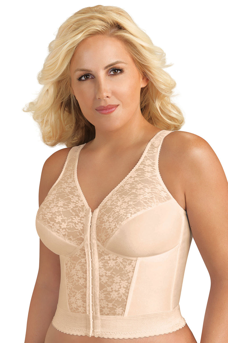 Exquisite Form Fully Front Closure Posture Bra with Lace - Rose Beige - source image 29544