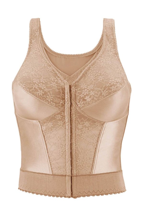 Exquisite Form Fully Front Closure Posture Bra with Lace - Rose Beige - source image 42766