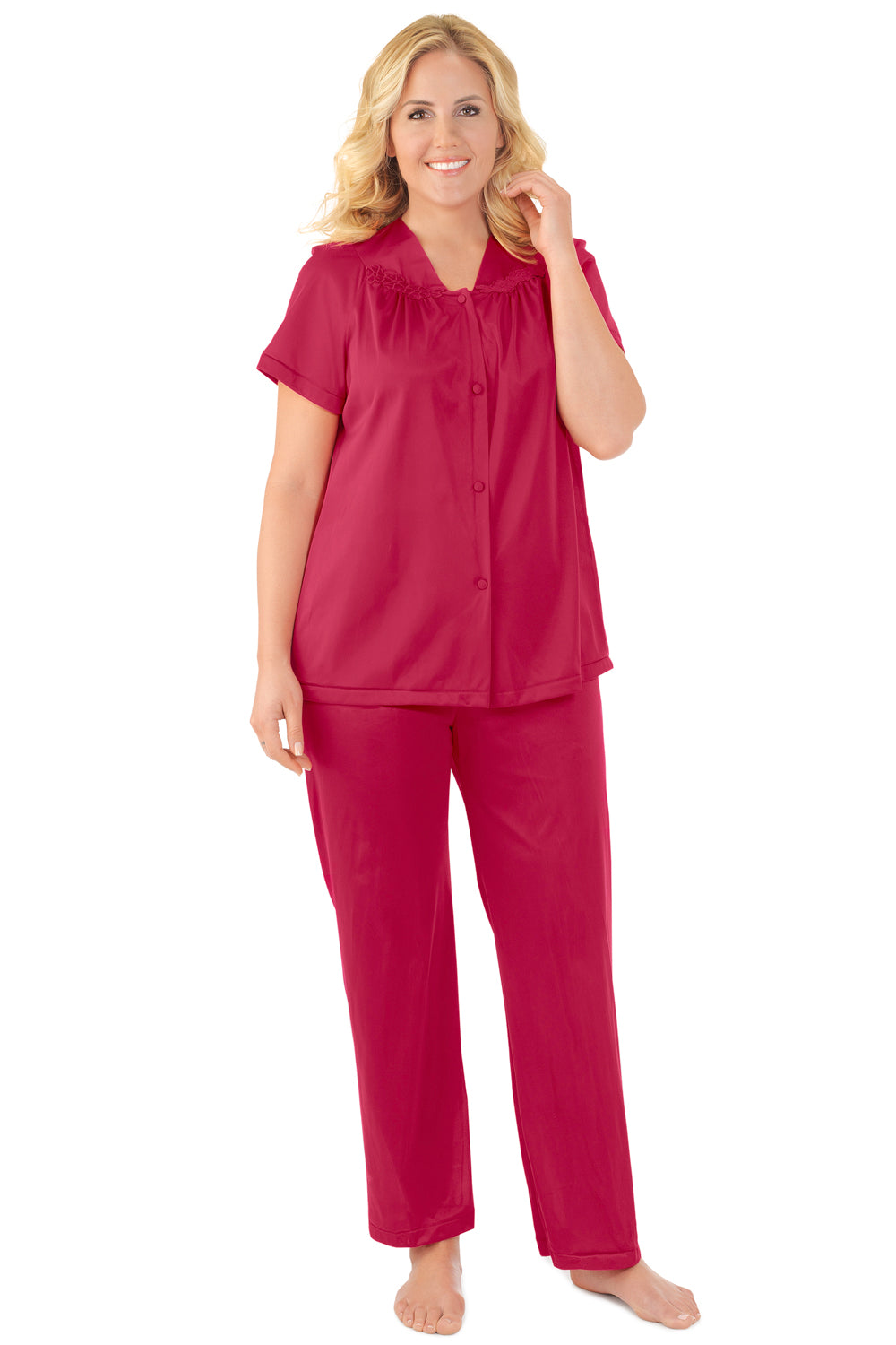 Exquisite Form Short Sleeve Pajama - Sangria - source image 37372