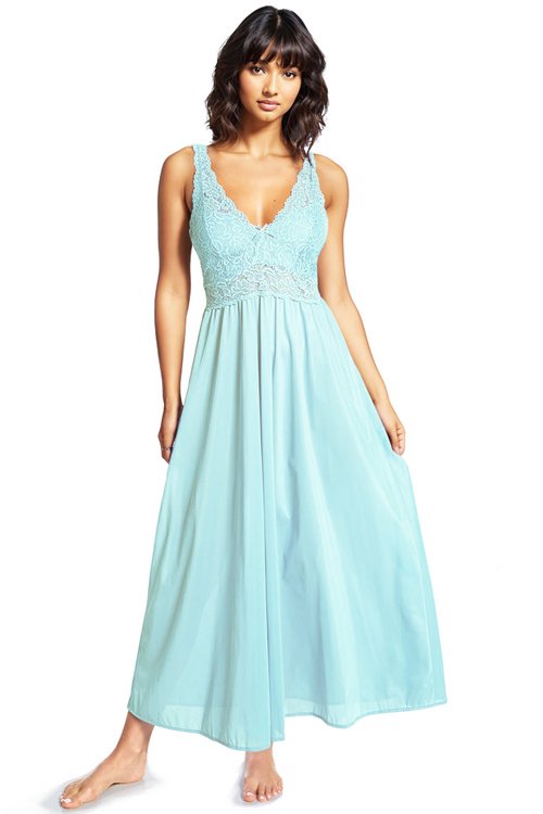 Exquisite Form Sleeveless Long Gown with Stretch Lace - Azure Mist - source image 57816