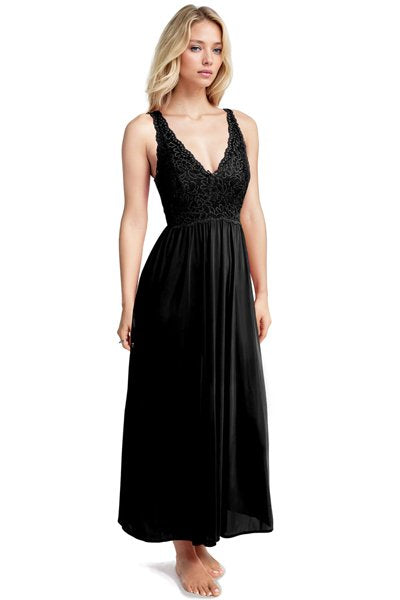 Exquisite Form Sleeveless Long Gown with Stretch Lace - Black - source image 60839