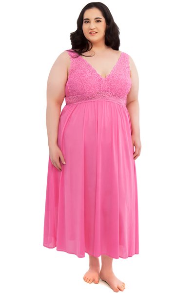 Exquisite Form Sleeveless Long Gown with Stretch Lace - Perfumed Rose - source image 60840