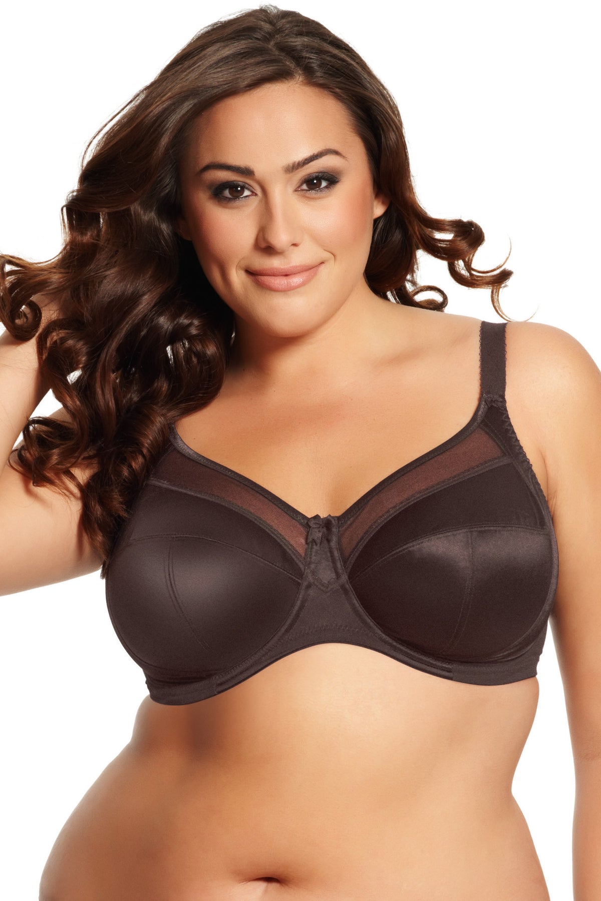 Goddess Keira Banded Satin Underwire Bra - Chocolate - source image 3499