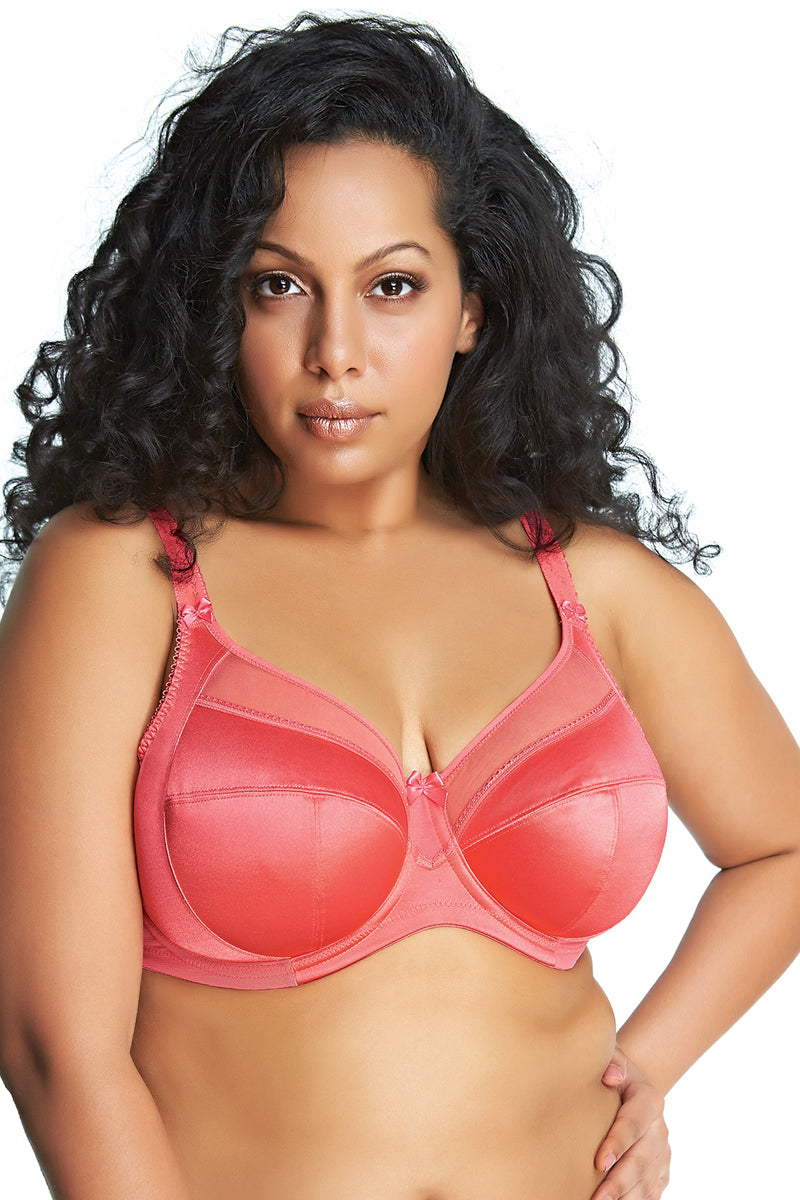 Goddess Keira Banded Satin Underwire Bra - Coral - source image 27644