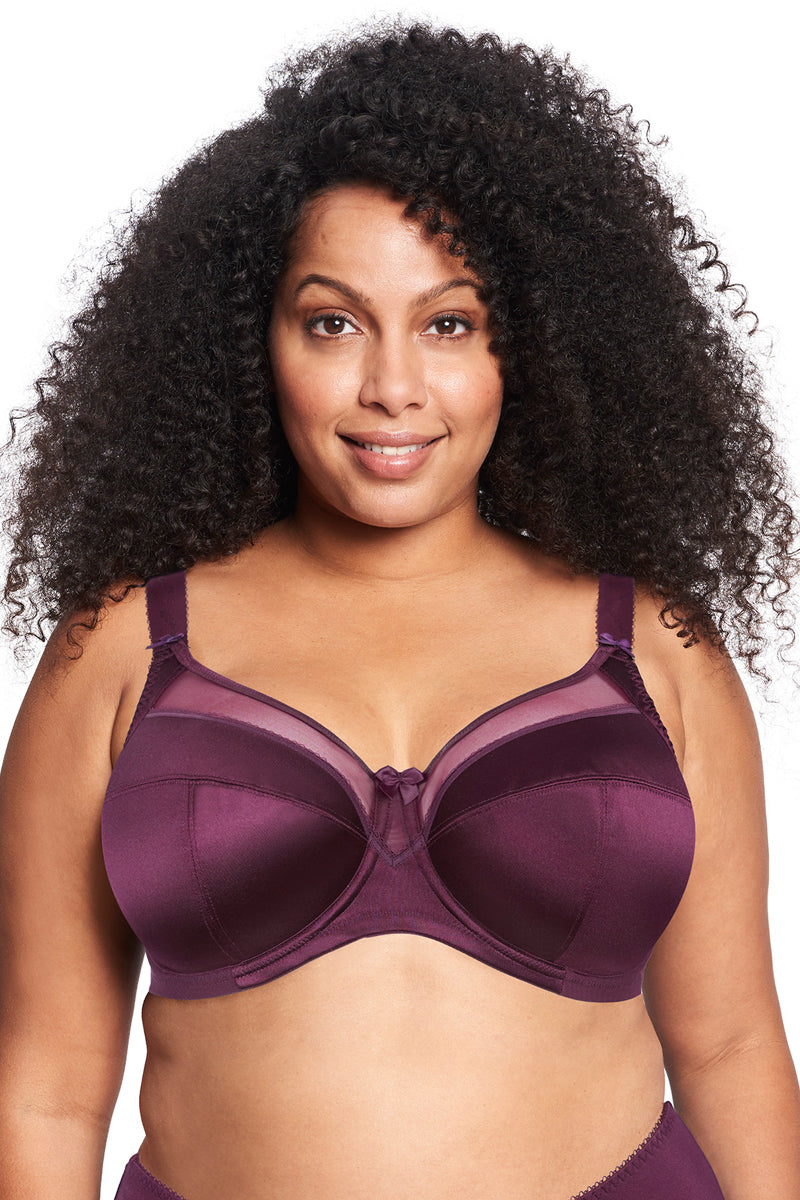 Goddess Keira Banded Satin Underwire Bra - Damson - source image 40786