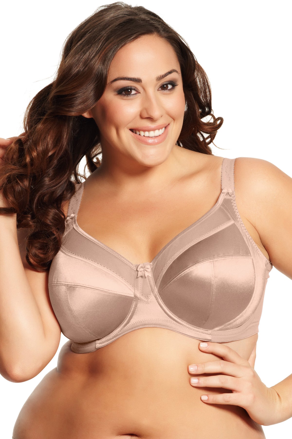 Goddess Keira Banded Satin Underwire Bra - Fawn - source image 7348