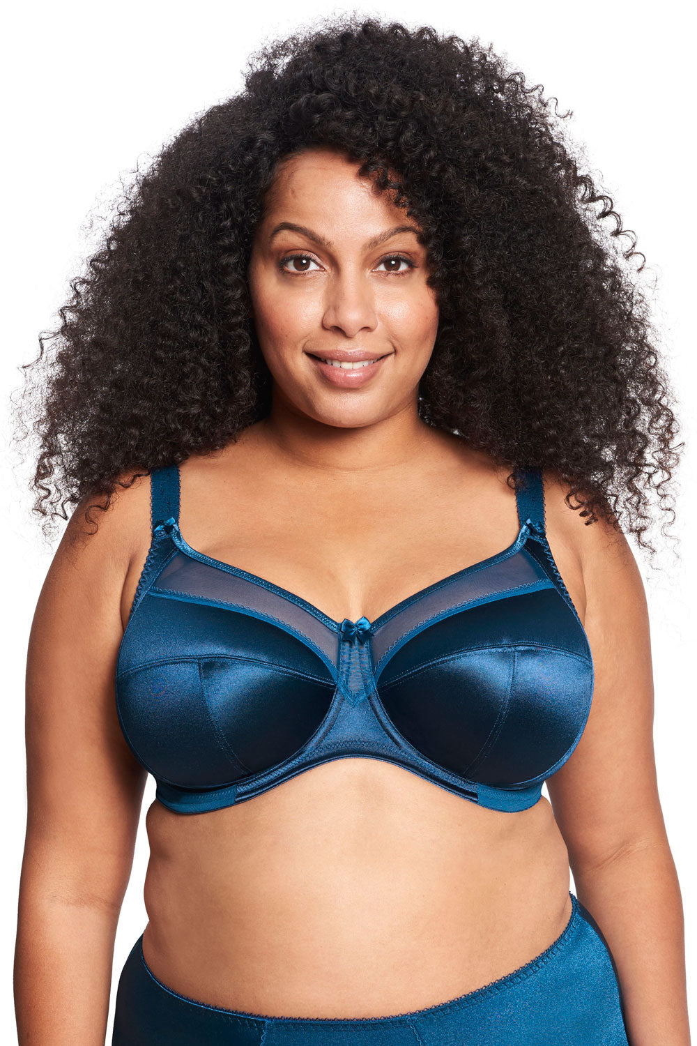 Goddess Keira Banded Satin Underwire Bra - Petrol - source image 39783