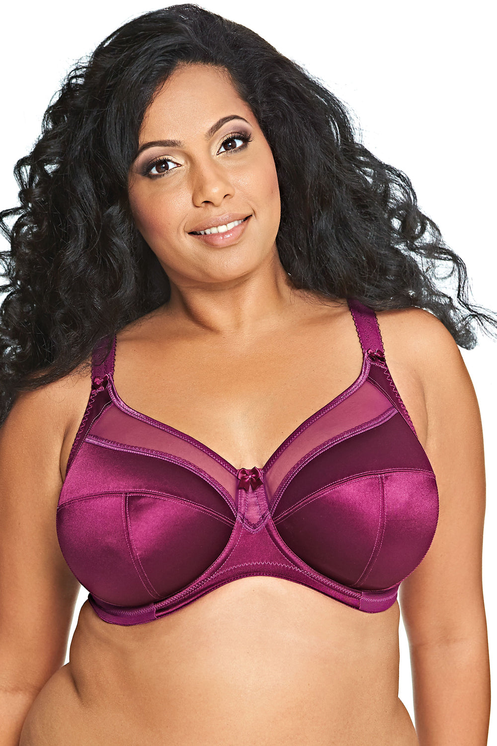 Goddess Keira Banded Satin Underwire Bra - Plum - source image 32916