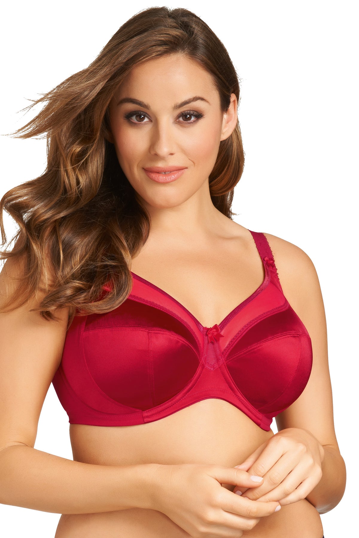 Goddess Keira Banded Satin Underwire Bra - Red - source image 15874