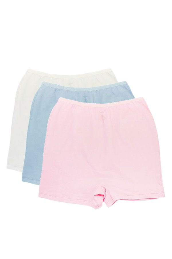 National Soft Cotton Straight-Leg Panties, Long-Leg, 6-Pack - Pink/White/Blue - source image 70652