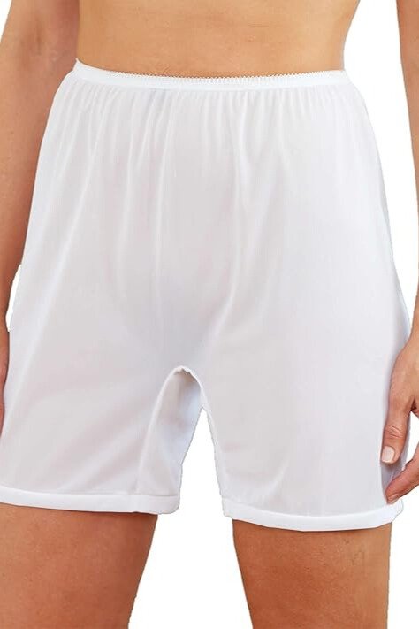National Women's Soft Satin High-Waisted Long-Leg Tricot Panty, 6-Pack - White - source image 70625