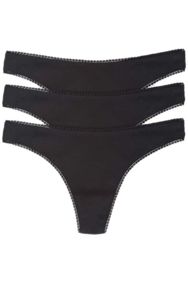 On Gossamer Cabana Cotton Hip G Thong Underwear 3 Pack - Black - source image 66269