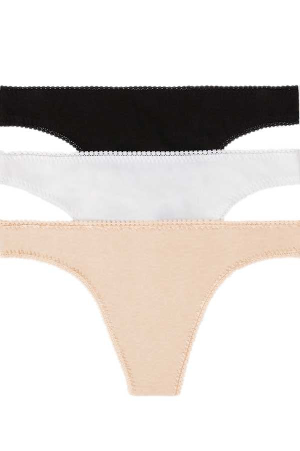 On Gossamer Cabana Cotton Hip G Thong Underwear 3 Pack - Black/White/Champagne - source image 66270