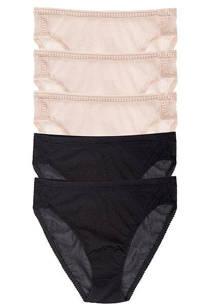 On Gossamer Mesh Hi Cut Brief Underwear 5 Pack - Black/Champagne - source image 66304